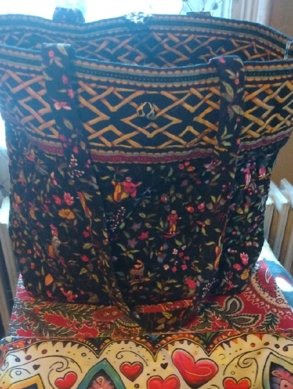 Vera Bradley Retired  Ming Oriental Patterned Tote Bag in Black and Multicolor